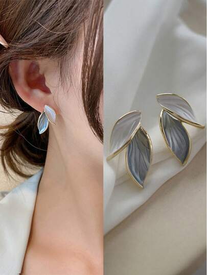 topshiny 1 Pair Stylish Leaf Shaped Earrings, Lightweight Luxury Dangle Earrings, Fashion New Earrings For Women, Match With Daily Outfits And Party Accessories