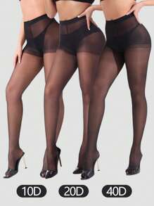 10D/20D/40D 1pc Pack Women Crotch Sexy Fashion Tights/Pantyhose (Spring, Summer, Autumn) - Black - View 1