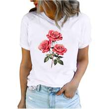 Valentines Shirts For Women Short Sleeve Crewneck Tops Love Heart Print Valentine Tops Casual Blouses Tshirt - White - View 1