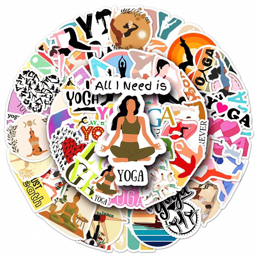 50Pcs Yoga Stickers For Water Bottle Laptop Hydro Flasks Phone Case Scrapbook Scooter Bike Holiday Gift