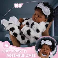DreamyDolly Lifelike Reborn Baby Dolls Black - Girl 17 Inch - Full Vinyl Body & Curls Realistic-Newborn Baby Dolls African American Real Life Baby Dolls With Feeding Kit & Gift Box For Kids Age 3+ - Multicolor - View 5