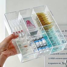 1 st. 6-Grid Multifunctionele Acryl Cosmetische Opbergdoos - Grote Capaciteit Transparante Organizer - Geschikt Voor Badkamercosmetica, Huidverzorging, Speelgoed Opslag