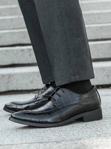 Men's Casual Slip-On Leather Shoes, Versatile For Nightclub, Driving, Commuting, Business, Suit, American Style, New Autumn Fashion, Korean Wedding Groom - Black - View 3