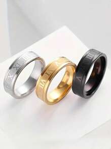 1 件男士时尚不锈钢罗马数字戒指