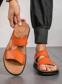 New Men's Casual Slippers, Comfortable Summer Indoor/Outdoor Beach Sandals - Yellowish Brown - View 5