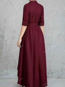 Plus Size Women Solid Simple Fashionable Dress, Suitable For Summer