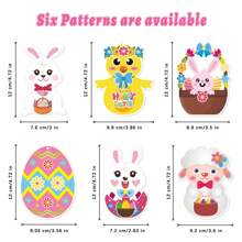 72pcs/Set (24 Greeting Cards, 24 Stickers, 24 Ribbons) Cartoon Easter Ornaments DIY Card Sticker Craft Kit, Easter Egg Tree Decoration Gift Set