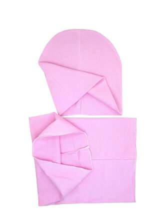 2件套儿童纯色针织帽围巾套装，适合幼儿/大童女孩，春秋季