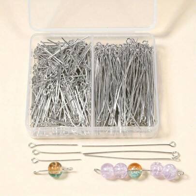 200 peças de acessórios de decoração de caixa de agulha de nove caracteres, agulha de cordão de contas de 30 mm a 50 mm, agulha dobrável de nove caracteres, faça você mesmo, pulseira, colar, brincos, acessórios, ornamentos artesanais, acessórios, ornamentos, pingentes, acessórios, cordão de contas, materiais