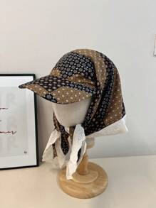 1pc Unisex Quick-Drying Leopard Diamond Lace Brim Cap Headwear Bandana Scarf Face Cover, Multifunctional Outdoor UV Protection Neck Gaiter Suitable For Hiking, Cycling, Casual, Beach, Daily Use