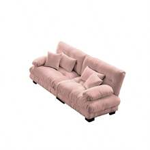 Cloud Couch 2 Seater Sofa For Living Room Chenille 2 - Seat Sofa With 2 Lumbar Pillows And 2 Throw Pillows Chenille Pink