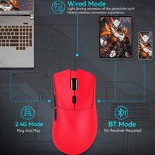ATTACK SHARK Mouse Leve ATTACK SHARK R1 com Bluetooth Wireless Triplo Modo, Mouse Gamer Esportivo PAW3311 para Computador, Laptop, Adequado para Mini PC e Escritório