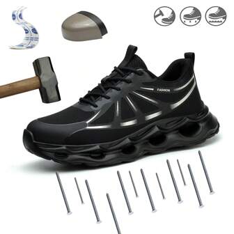 Men's Lightweight Shoes With Steel Toe, Kevlar Midsole, Anti-Puncture, Comfortable Work Boots