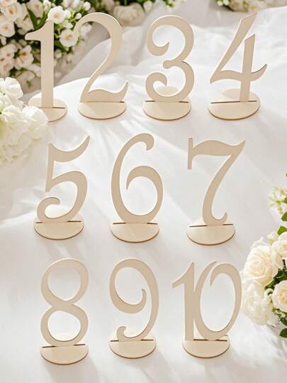 Wedding Table Number With Bracket Base, Wooden Table Digital Desktop Signage Suitable For Weddings, Parties, Home Decor, Rural Receptions, Banquets, Cafes, Restaurants, Hotels Gifts Birthday Graduation Birthday Decorations Party Decorations Bachelorette Summer Beach Back To School School Supplies Room Decor