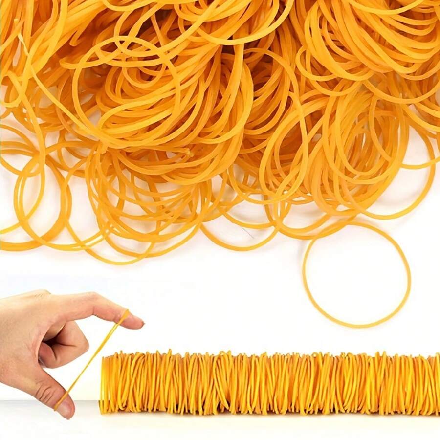 500pcs/90g Reusable Strong Elastic Yellow Rubber Bands, Suitable For Office, School And Home Organization