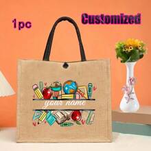 Khaki Linen Tote Bag Gift Set | Teacher/Nurse/Mom Appreciation Gift | Multi-Purpose Daily Commuting Bag | Wedding/Birthday/Back To School/Beach - Khaki - View 23