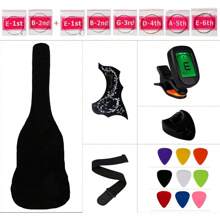 38"  Acoustic Guitar Starter Package Guitar With Gig Bag,Strap, 3 Thickness 9 Picks,2 Pickguards,Pick Holder, Extra Strings, Electronic Tuner - Blue - View 7