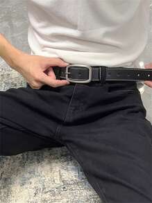 1 条男士黑色皮带带扣，适合牛仔裤、年轻人、学生、休闲、商务、日常穿着 - 彩色 - 查看 2