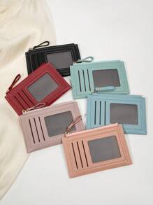 MIYIN Fashion Two Tone Card Holder Coin Purse Slim Lightweight Portable Cash Money ID Card Credit Card Coin Pocket Minimalist Mini Zipper Wallet With Card Slot ID Window For Birthday Gift Lady Girls Women Teenagers For College Student School Student,Bag School Supplies For School Dorm Room & Back To School - Pink - View 10