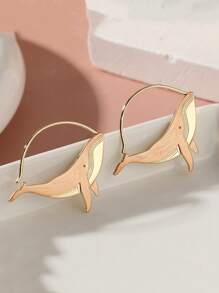 A Pair Of Cute Retro Whale Earrings, Copper Animal Earrings, Creative Jewelry Gifts For Women's Holiday Parties - Two-color - View 7