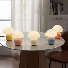 Dawnwake Ceramic Base Mushroom Table Lamp Small,Unique Aesthetic Cute Small Night Light For Christmas Gifts - 粉紅色的 - 查看 3
