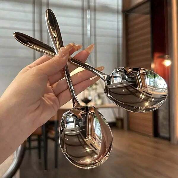 1 pièce/2 pièces/3 pièces/6 pièces Grande cuillère de service en acier inoxydable de qualité supérieure, fourchette de service épaisse, cuillère utilitaire de restaurant