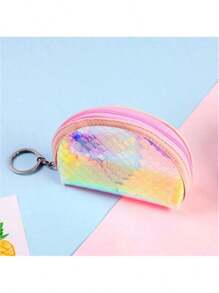 Fish Scale Pattern, Iridescent PVC Coin Purse, Transparent PVC Portable Makeup Bag, Ladies' Mini Lipstick Bag, Small And Cute Coin Purse, Handheld And Convenient Key Bag For Daily Use, Stylish, Compact And Portable Carry-On Bag For Girls. - Multicolor - View 15
