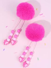 2pcs Toddler Hairball Hair Clips With Tassel,Soft And Cute Hairpins Hair Bows,Exquisite Hair Accessories For Daily Decoration(No Card)