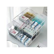 1 st. 6-Grid Multifunctionele Acryl Cosmetische Opbergdoos - Grote Capaciteit Transparante Organizer - Geschikt Voor Badkamercosmetica, Huidverzorging, Speelgoed Opslag