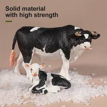 4pcs/Set Large Solid PVC Realistic Holstein Yellow Bull, Cow, Calf Family, Wild Animal Model, Suitable For Home Decor, Cake Decoration, Desktop Display, Collectibles, St. Patrick's Day, Ramadan, Easter, Graduation, Birthday, Wedding Decoration - Black and White - View 10