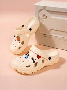 女士可爱镂空心形空气清新剂舒适时尚百搭拖鞋，优雅甜美凉鞋 - 米色 - 查看 3