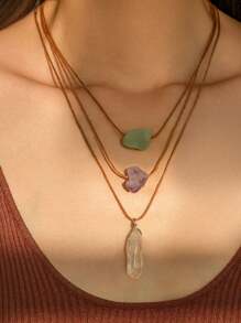 Naszyjnik z wisiorkiem w stylu vintage asymetryczny żwir