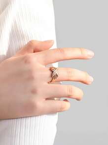 1pc Fashionable Elegant Multi-Layer Crossover Ring Suitable For Women To Wear At Weddings, 925 Sterling Silver Jewelry