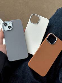 Funda de teléfono de lujo con textura de lichi de tacto suave, combinación de 3 colores para todas las estaciones, gris, marrón y beige, compatible con iPhone/Galaxy - Multicolor - Ver 7