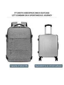 Travel Backpack, Large Capacity Multi-Compartment Outdoor Backpack With USB Charging Port, Nylon Minimalist Backpack Suitable For Business Travel, Camping, School - Grey - View 9