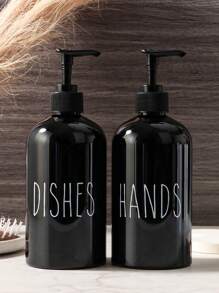 GAONLY 2Pcs Hand And Dish Soap Dispenser Set By - Kitchen Soap Dispenser Set With Tray - Bamboo Soap Dispenser For Kitchen Sink - Boho Kitchen Decor, Modern Decor (Black/White) Home Bathroom Decor Fall Decor Back To School - Black With Tray - View 6