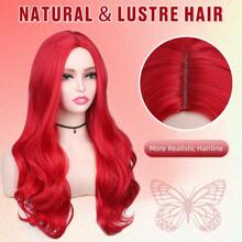 女士长款蓝色波浪假发，渐变蓝绿色波浪美人鱼假发，耐热多色合成编织假发，卷曲合成假发，适合日常和音乐节派对佩戴和出门假发 - 彩色 - 查看 16