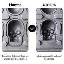 Molde de bola de hielo de calavera de silicona 3D, bandejas de cubos de hielo flexibles, bandejas de hielo libres de BPA para congelador, fabricante de bolas de hielo de cóctel de cabeza de calavera de horror - 6 cuadrículas - Ver 3