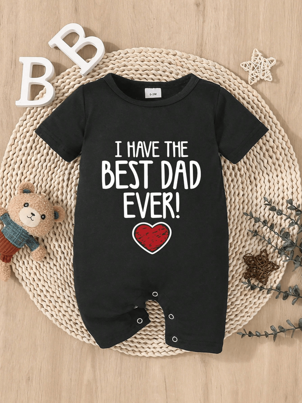 Baby Boy And Baby Girl Casual Clothing Letter Print Short Sleeve Jumpsuit