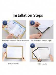 3 件装 A4 PVC 自粘磁性相框，可重复使用未充电展示架，适用于办公室、墙壁、门、冰箱、餐厅、超市市场 - 彩色 - 查看 5
