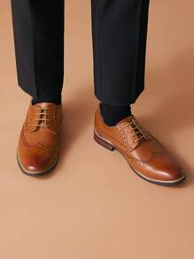 Business Men's Comfortable And Durable Lace-Up Formal Oxford Shoes - Brown - View 3