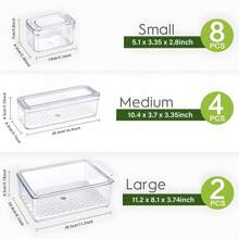 THELIFE 14/7 Stücke stapelbare Aufbewahrungsbehälter-Set für den Kühlschrank, mehrstufige Kühlschrankaufbewahrungsboxen mit Deckel und Abtropfplatte für Obst, Gemüse, Snacks, geeignet für Kühlschrank, Schränke & Schubladen, tolles Geschenk