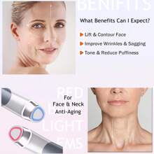 Red Blue Led Light EMS Microcurrent Face Massager Eye Massager For Face Lift Enhanced Absorption Smoother Skin Texture Radiance, Elasticity, Jawline Lift, Skin Tightening, Real Glass Glow Device Skin Care Spa