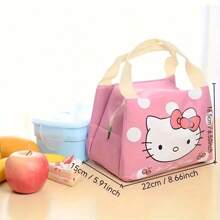 Sanrio 1pc Hello Kitty Insulated Lunch Bag - Adorable Cartoon Canvas Insulated Lunch Box With Waterproof And Oilproof Layer, Dual-Layer Compartment, Portable And Washable, Ideal Gift For Holidays
