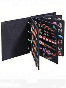 大耳环胸针耳环项链容量鞋饰展示架 - 带 72 个孔的毛毡布收纳盒，适用于桌子和抽屉的便携式设计，适用于徽章和配件的多功能收藏手册旅行收纳盒 - 彩色 - 查看 3