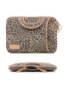 1pc LISEN Leopard Brown Shock-Proof & Water-Resistant Laptop Sleeve, Fits T495/X390/X395/X1 Carbon 2023/S2 Yoga, Pavilion 14/ProBook 430-445, Air/Pro 11.6-16", MateBook 11-16" - Multicolor - View 4