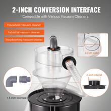 Cyclone Dust Separator, 4" Retrofit Cyclone Separator For Dust Collectors, ABS Dust Deputy With 2" Hole O.D. Connector & Hose For Wet/Dry Shop Vacuums, Fits 5-10 Gallon Tank Or 13.21 Gallon Tank - Conical, Fully Transparent, with Metal Tank - 查看 4