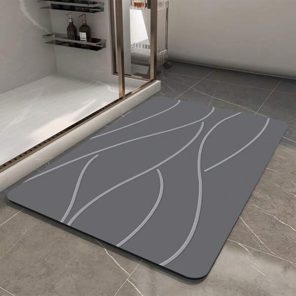 1 pieza Alfombra de baño de secado rápido - Alfombra de piso de barro de diatomeas antideslizante y absorbente con diseño geométrico para ducha y entrada, alfombra de baño, alfombra de piso de baño adecuada para sala de estar familiar, cocina, dormitorio, decoración de granja, Navidad, Acción de Gracias, decoración del hogar, alfombra de piso, alfombra de puerta, decoración de otoño, accesorios de baño, regreso a la escuela