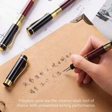 Metal Ink Fountain Pen 530 Golden Carving Mahogany Luxury Business School Student Office Supplies Fountain Pen New Ink Pen Back To School - Burgundy - View 4