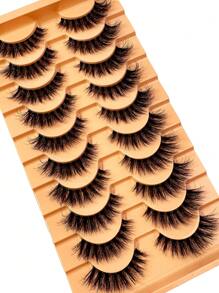 10 pares de pestañas postizas naturales y esponjosas estilo ojos de gato, con volumen y suavidad, extensiones de pestañas falsas para maquillaje